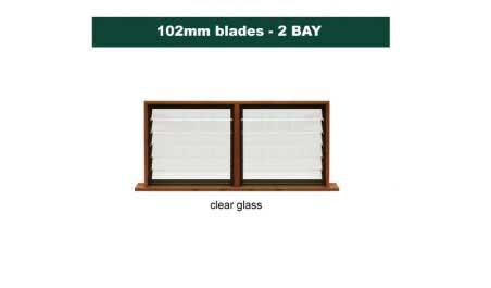102 mm blades  1768 mm width  clear glass louvre: twin gallery