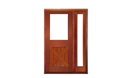 hampton cross brace 1 light: single door + sidelight on right