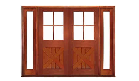 hampton cross brace 4 light: double door +  two sidelights