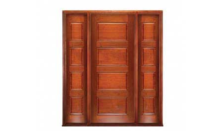 horizontal 4 panel: single door +  two sidelights