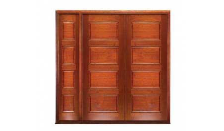 horizontal 4 panel: double door + sidelight on left