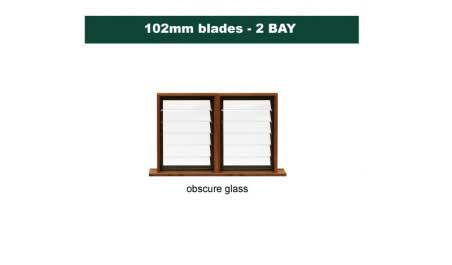 102 mm blades  1168 mm width  NFP frost glass louvre: twin gallery