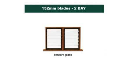 152 mm blades  1168 mm width  NFP frost glass louvre: twin gallery