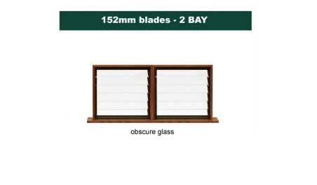 152 mm blades  1768 mm width  NFP frost glass louvre: twin gallery
