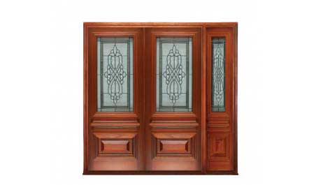 sovereign leadlight: double door + sidelight on right